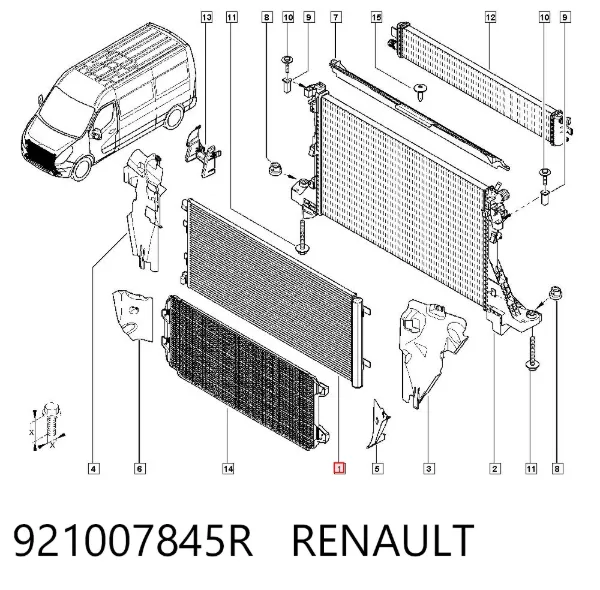 Радиатор кондиционера 921007845R Renault (RVI)