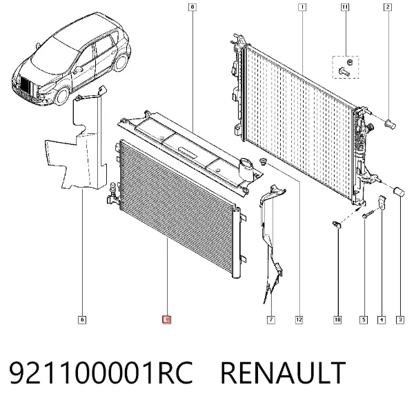 Радиатор кондиционера 921100001RC Renault (RVI)