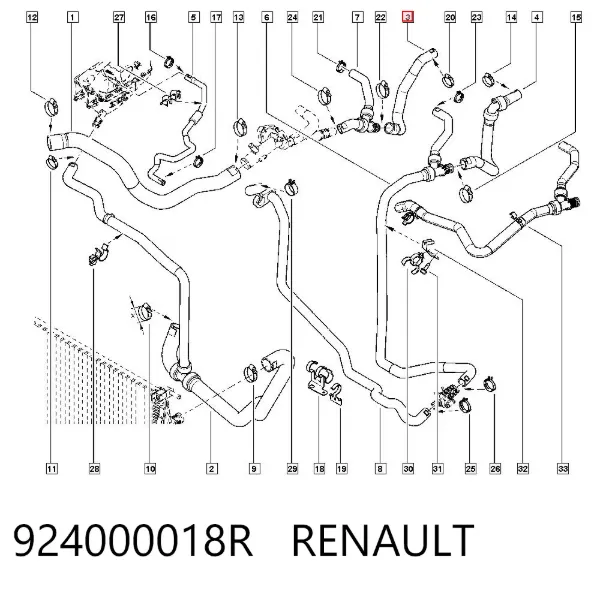 Патрубок радиатора печки 924000018R Renault (RVI)