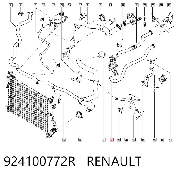 Шланг отопителя обратка 924100772R Renault (RVI)