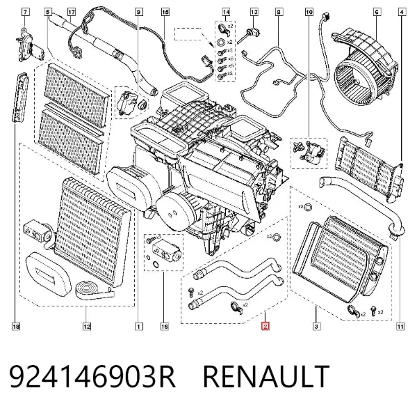 Шланг радиатора отопителя (печки), сдвоенный 924146903R Renault (RVI)