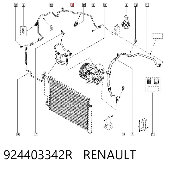Шланг кондиционера, от радиатора к испарителю 924403342R Renault (RVI)
