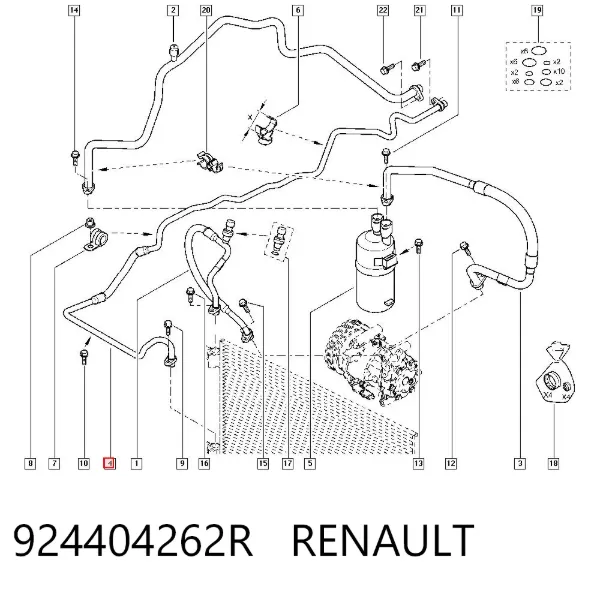 Шланг кондиционера, от радиатора к испарителю 924404262R Renault (RVI)