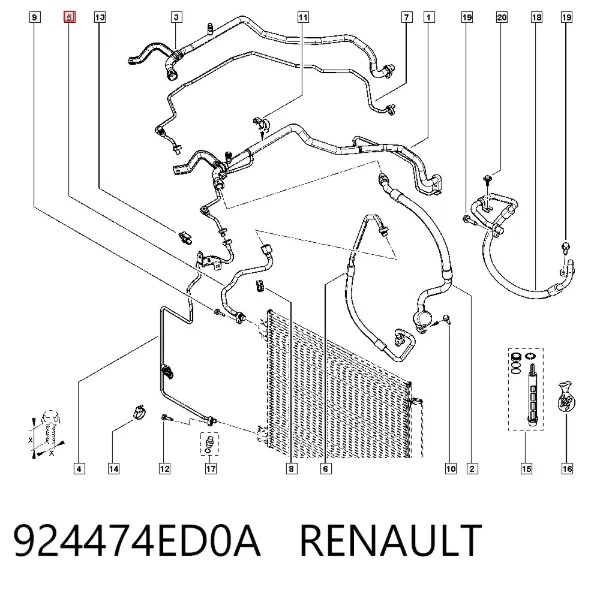 Шланг кондиционера, от компрессора к радиатору 924474ED0A Renault (RVI)