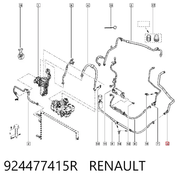 Шланг кондиционера, от испарителя к компрессору 924477415R Renault (RVI)