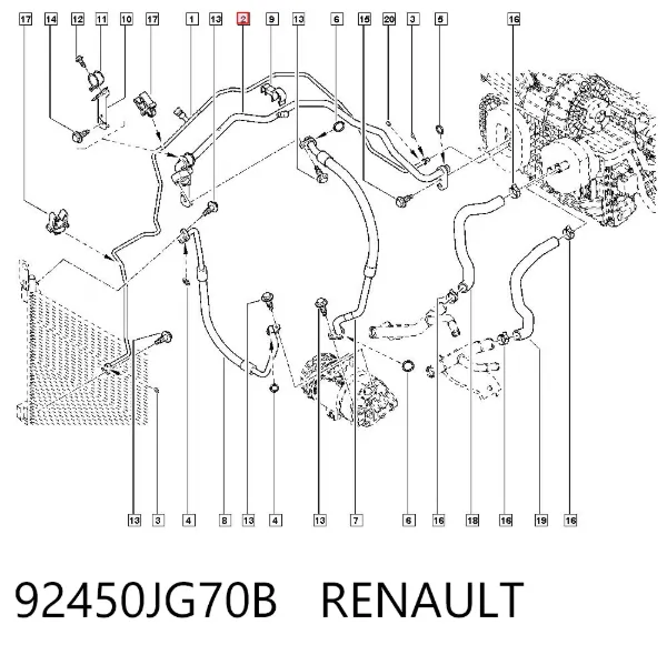 Шланг кондиционера, от испарителя к компрессору 92450JG70B Renault (RVI)