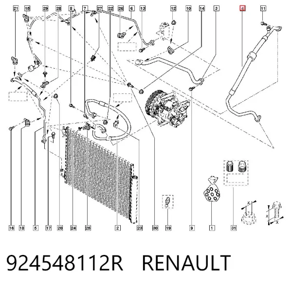 Шланг кондиционера, от испарителя к компрессору 924548112R Renault (RVI)