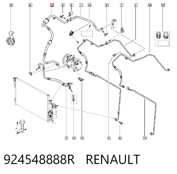 Шланг кондиционера, от испарителя к компрессору 924548888R Renault (RVI)