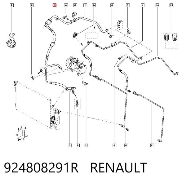 Шланг кондиционера, от испарителя к компрессору 924808291R Renault (RVI)