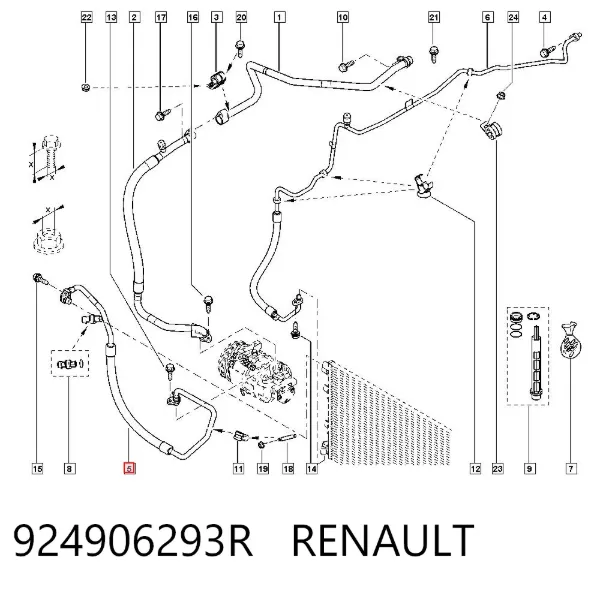 Шланг кондиционера, от компрессора к радиатору 924906293R Renault (RVI)