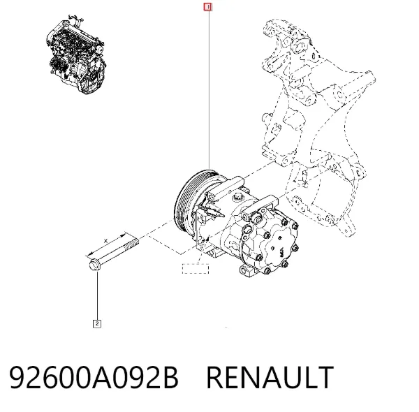 Компрессор кондиционера 92600A092B Renault (RVI)