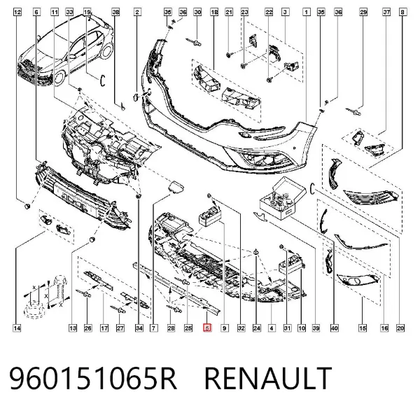 Спойлер переднего бампера центральный 960151065R Renault (RVI)