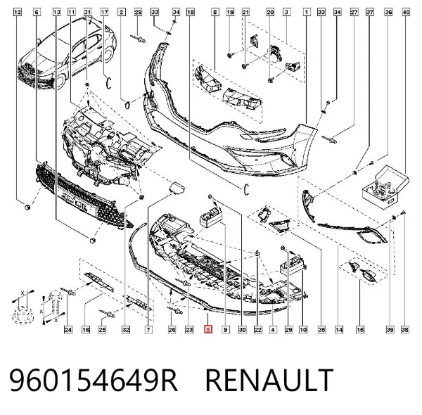 Спойлер переднего бампера 960154649R Renault (RVI)