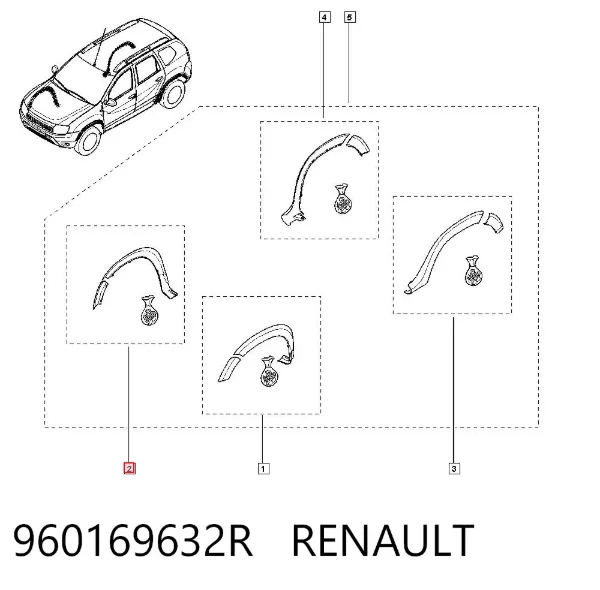 Расширитель (накладка) арки переднего крыла правый 960169632R Renault (RVI)