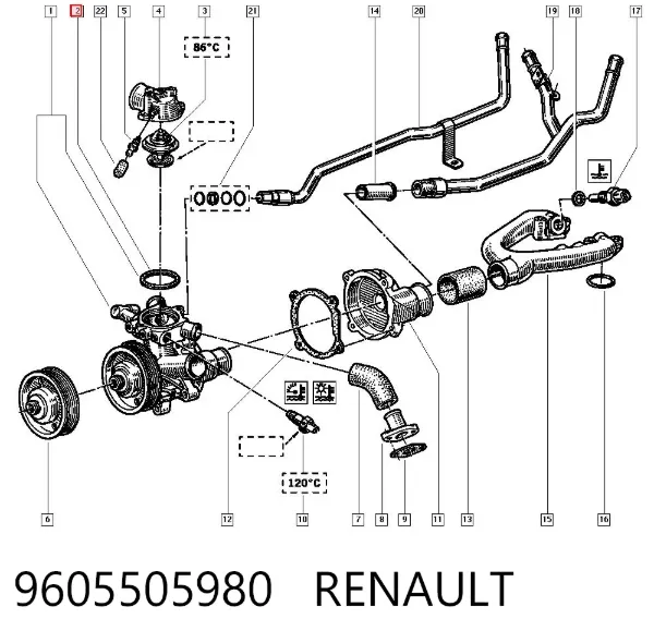 Прокладка термостата 9605505980 Renault (RVI)
