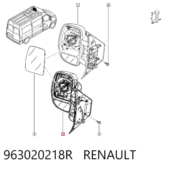 Левое боковое зеркало 963020218R Renault (RVI)