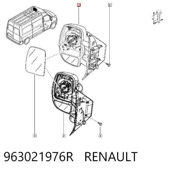 Левое боковое зеркало 963021976R Renault (RVI)