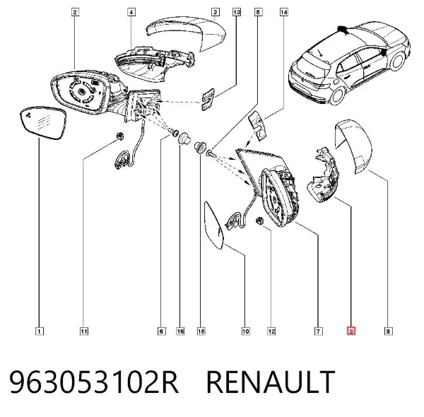 Указатель поворота зеркала правый 963053102R Renault (RVI)