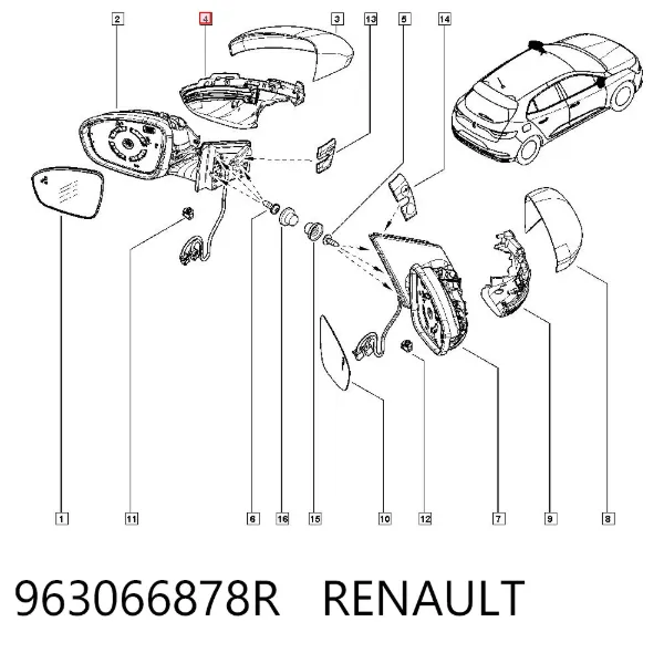 Указатель поворота зеркала левый 963066878R Renault (RVI)