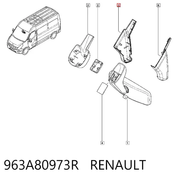 Накладка (крышка) кронштейна зеркала салона 963A80973R Renault (RVI)