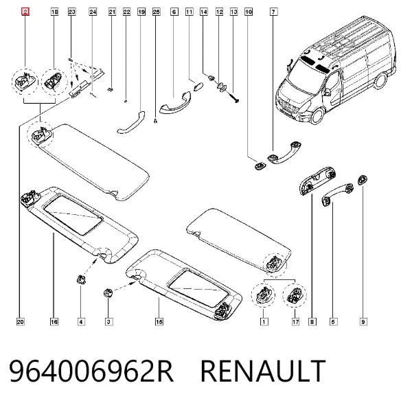 Солнцезащитный козырек 964006962R Renault (RVI)