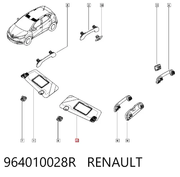 Солнцезащитный козырек 964010028R Renault (RVI)