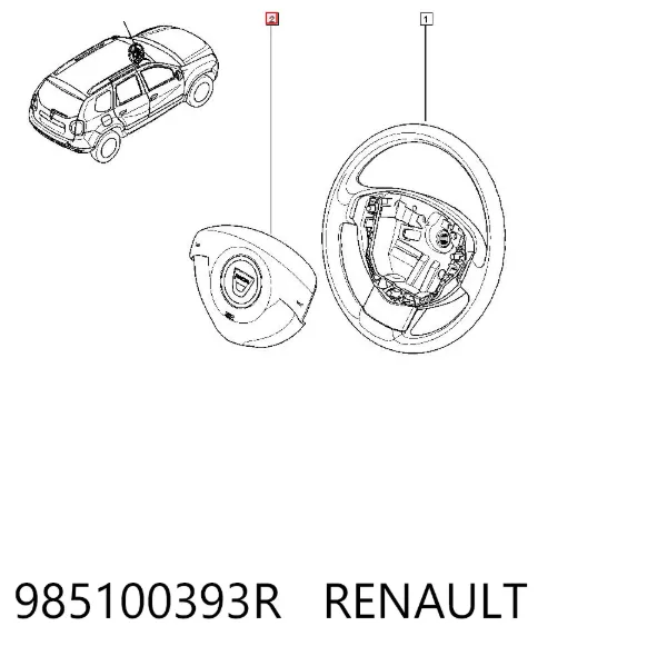 Подушка безопасности водителя 985100393R Renault (RVI)