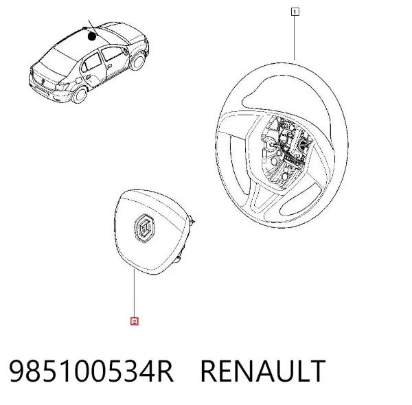 Подушка безопасности водителя 985100534R Renault (RVI)