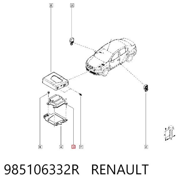Модуль-процессор управления подушкой безопасности (ЭБУ AIRBAG) 985106332R Renault (RVI)