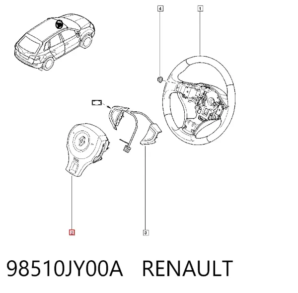Подушка безопасности водителя 98510JY00A Renault (RVI)