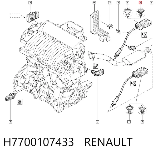 Датчик кислорода до катализатора H7700107433 Renault (RVI)