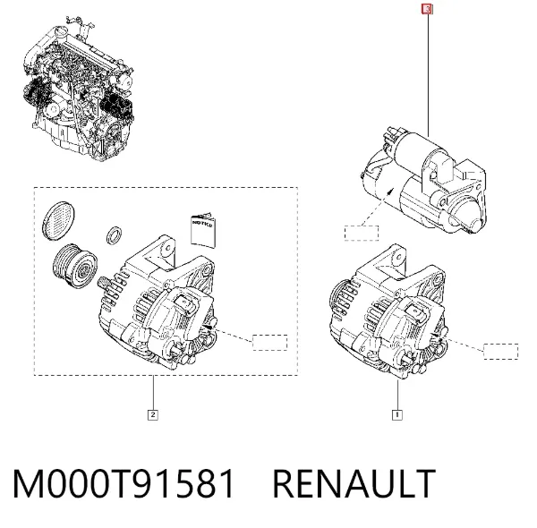 Стартер M000T91581 Renault (RVI)