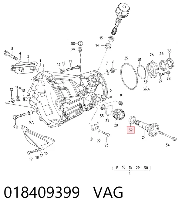 Сальник полуоси 018409399 VAG