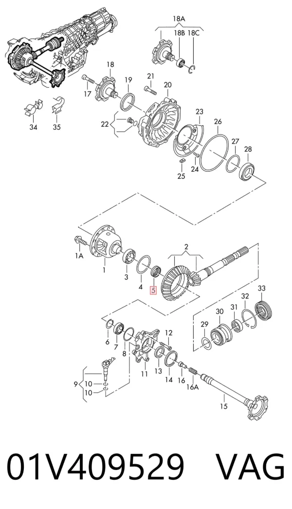 Сальник АКПП/КПП (выходного/вторичного вала) 01V409529 VAG