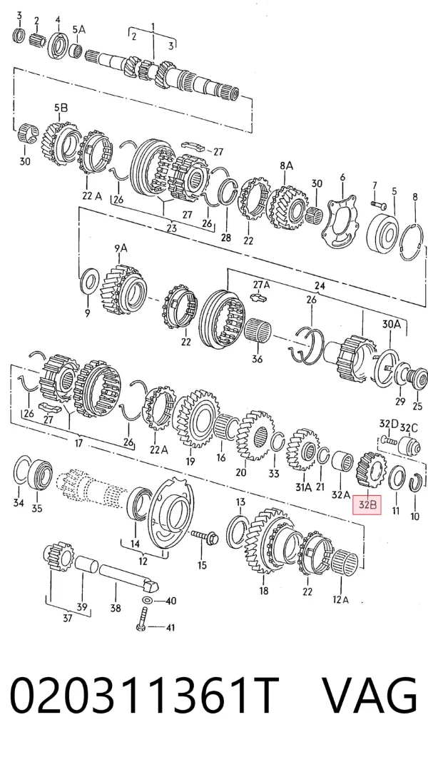 Шестерня 5-й передачи ведущая Audi A3 8L1