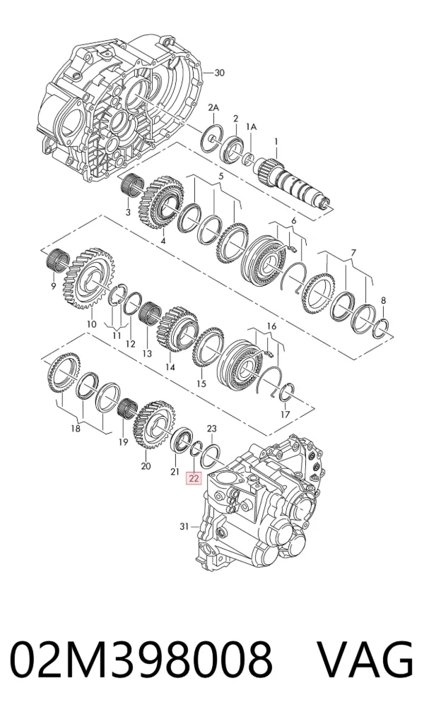 Кольцо ступицы 02M398008 VAG