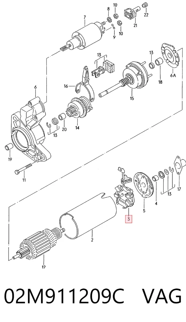 Щеткодержатель стартера 02M911209C VAG