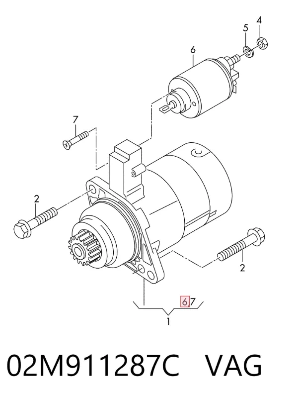 Втягивающее реле стартера 02M911287C VAG