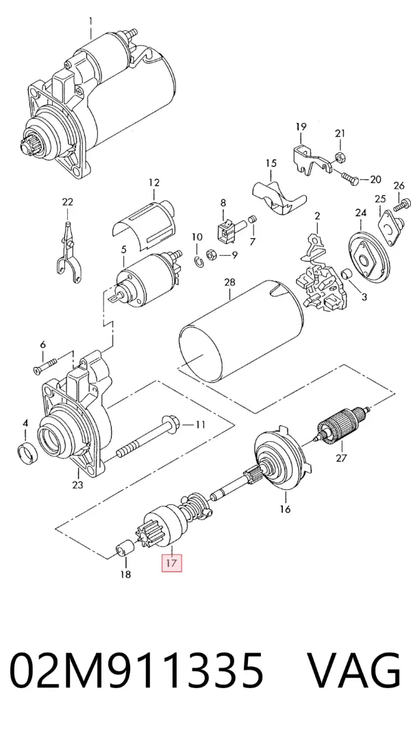 Бендикс стартера 02M911335 VAG