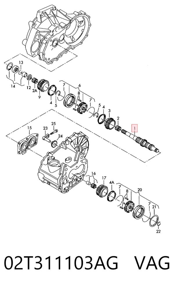 Вал коробки передач первичный 02T311103AG VAG