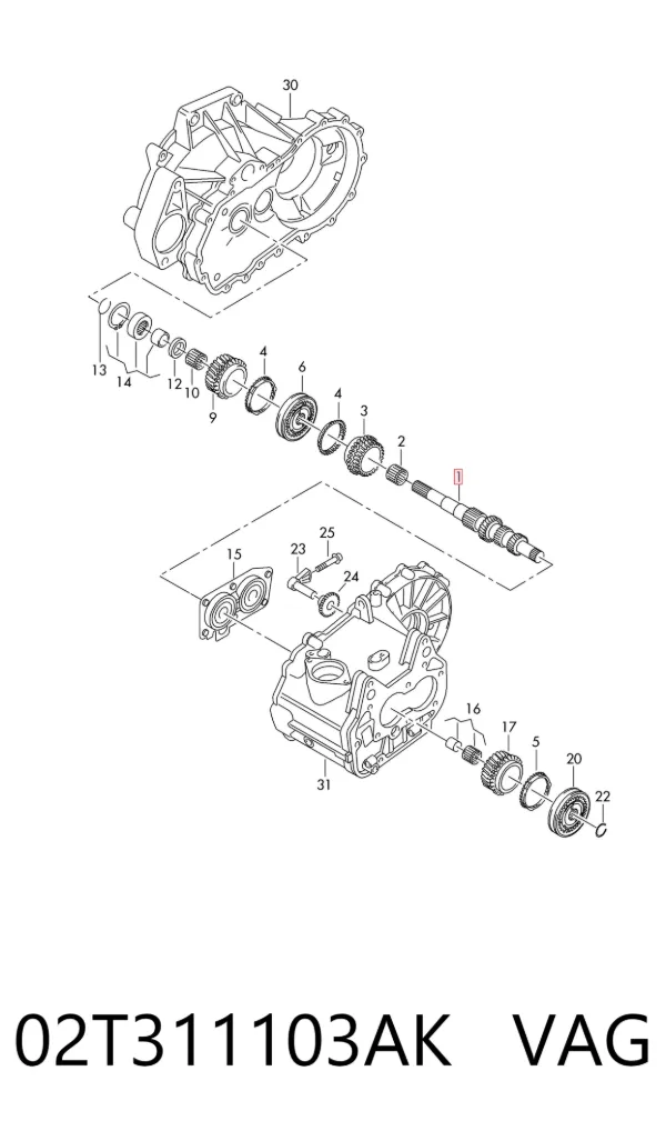 Вал коробки передач первичный 02T311103AK VAG