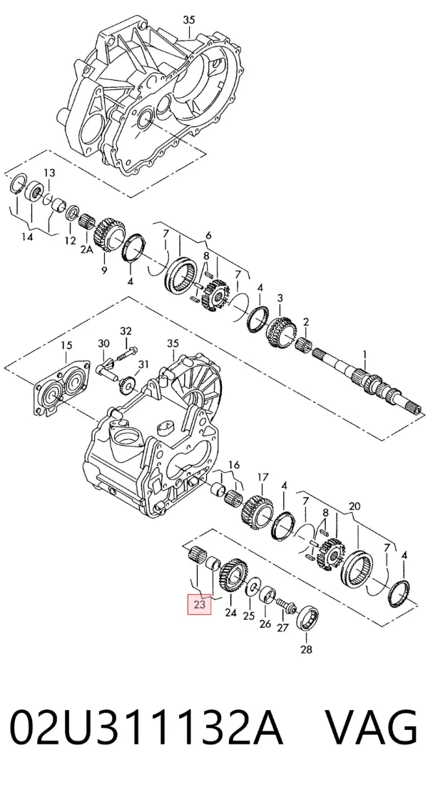 Подшипник шестерни 5-й передачи КПП 02U311132A VAG
