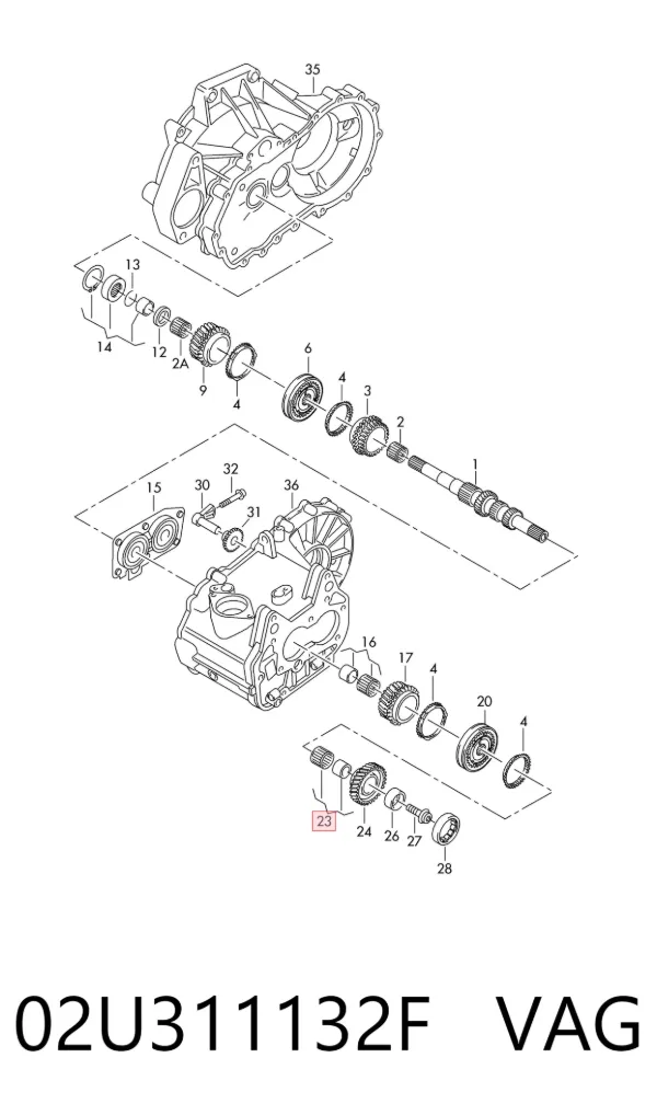 Подшипник шестерни 5-й передачи КПП 02U311132F VAG