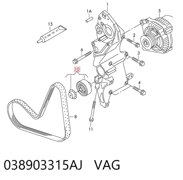 Натяжитель приводного ремня 038903315AJ VAG