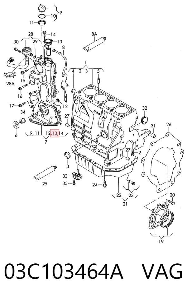 Маслоотделитель картерных газов 03C103464A VAG