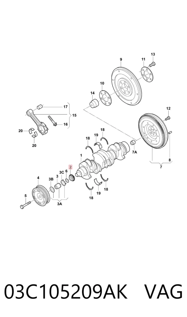 Звездочка привода коленвала 03C105209AK VAG