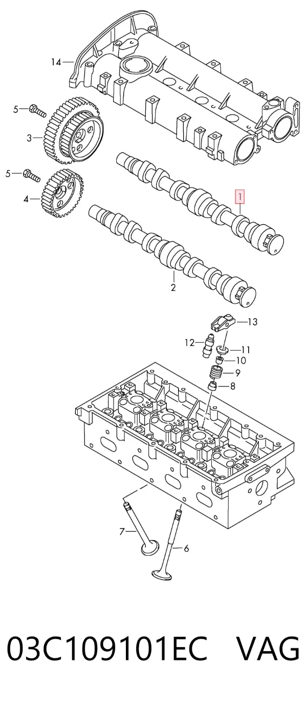 Впускной распредвал 03C109101EC VAG