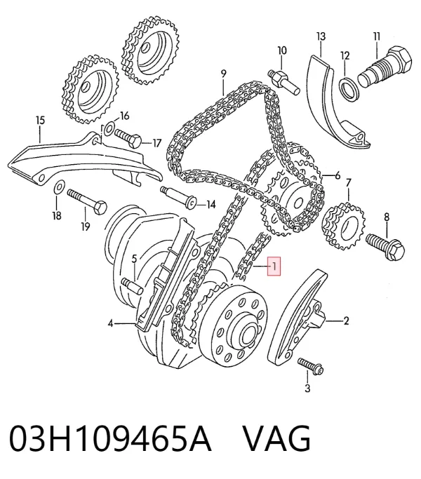 Цепь промежуточного вала 03H109465A VAG
