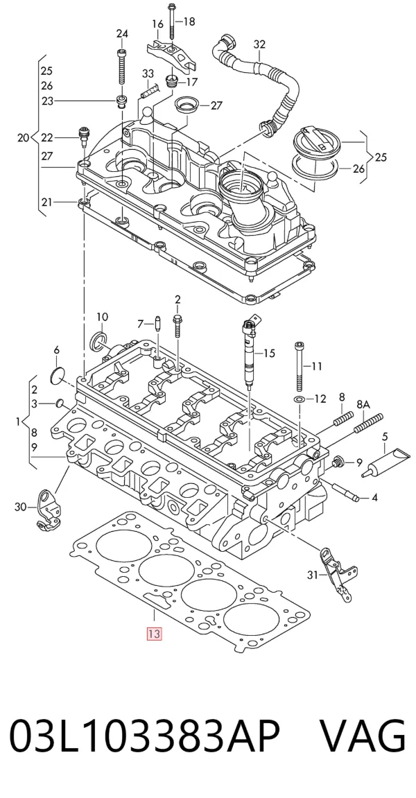 Прокладка ГБЦ 03L103383AP VAG