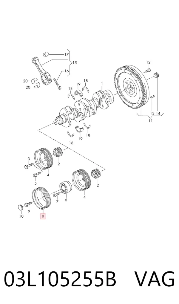 Шкив коленвала 03L105255B VAG